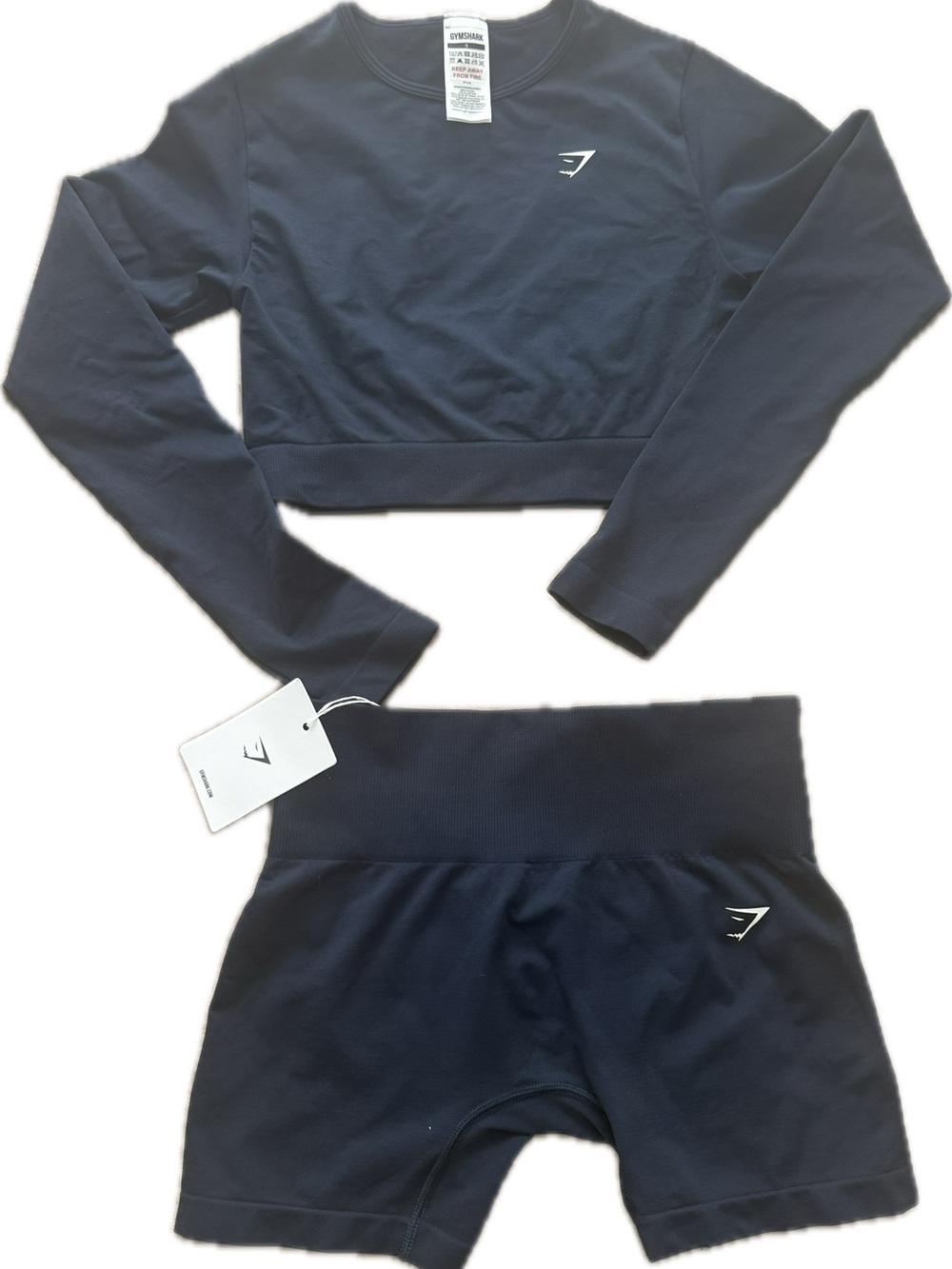 Gymshark Navy Seamless High-Waist Bike Shorts Set NWT